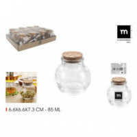 Tarrito de Vidrio con Tapón de Corcho 85ML la Mediterránea  LA MEDITERRANEA
