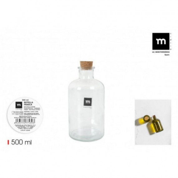 Botella Frasca 500ml con Tapón de Corcho La Mediterranea
