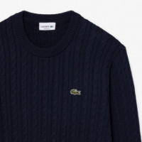 Jersey Cable Knit Marine/vert  LACOSTE