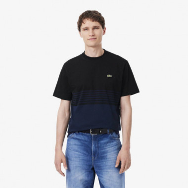 CAMISETA COLORBLOCK Y RAYAS NOIR/MARINE