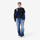 CAMISETA COLORBLOCK Y RAYAS NOIR/MARINE