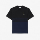 CAMISETA COLORBLOCK Y RAYAS NOIR/MARINE