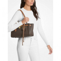 SM EW SHLDR TOTE W CHARM BRN/ACORN
