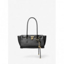SM EW SHLDR TOTE W CHARM BLACK