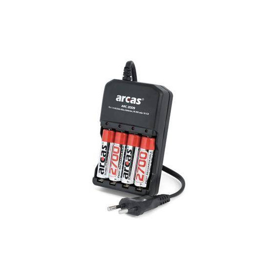 ARCAS Cargador de Pilas AA/AAA Ni-Mh Ni-Cd Recargable Con 4X Pilas AA 2700mAh CAR310 carga individua
