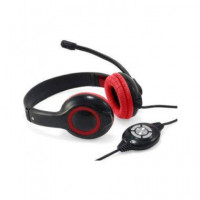 CONCEPTRONIC Micro Auricular de Casco USB con Cable Polona para Pc Voip CCHATSTARU2R Rojo