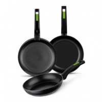 Juego de Sartenes 3 Pcs 18-22-26 Cm Green Alumino Forjado MONIX
