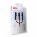 Cable de Carga Rápida 3 en 1 Cordón Micro USB Tipo C Lightning a USB XO NB54