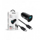 ACCETEL Cargador Coche Tipo C 33W + Cable Datos Tipo C M/M Negro CC636