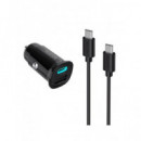 ACCETEL Cargador Coche Tipo C 33W + Cable Datos Tipo C M/M Negro CC636