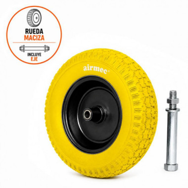 Rueda Maciza de Poliuretano con Eje para Carretilla AIRMEC Orificio 20 Mm