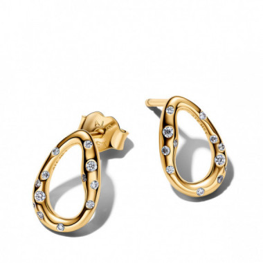 PANDORA Pendientes de Bot&oacute;n Chapado en Oro 264659C01