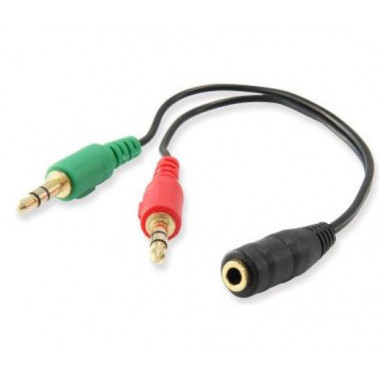 CABLE ADAPTADOR AUDIO EWENT 2xJACK 3.5 DE 4 PINES (H) A 1XJACK 3.5 (H) DE 3 PINES