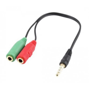CABLE ADAPTADOR AUDIO EWENT 1xJACK 3.5 DE 4 PINES (M) A 2XJACK 3.5 (H) DE 3 PINES