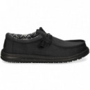 Wallabee Canvas Negro  HEY DUDE