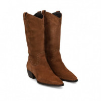 Bota Cowboy Tacon Tachas Serraje Marron  VEXED SHOES COMPANY