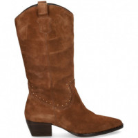 Bota Cowboy Tacon Tachas Serraje Marron  VEXED SHOES COMPANY