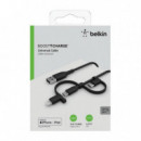 BELKIN Cable Usb-a 3 en 1 1 Metro 15W Conectores Usb-c Micro-usb Lightning Negro
