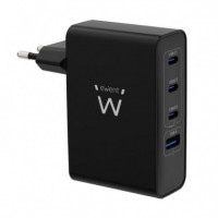 Cargador de Red EWENT Rápido Gan 100W 3X Usb-c Pd Usb-a Qc (EW1336)