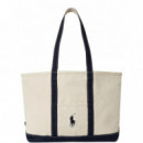 Polo RALPH LAUREN - Pp Icn Tte M-tote-medium - Cream Navy - 405P02124001/CREAM Navy
