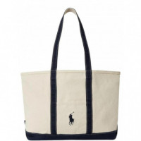 Polo RALPH LAUREN - Pp Icn Tte M-tote-medium - Cream Navy - 405P02124001/CREAM Navy