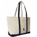 Polo RALPH LAUREN - Pp Icn Tte M-tote-medium - Cream Navy - 405P02124001/CREAM Navy