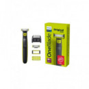 PHILIPS Maquina Afeitar One Blade para Cara y Cuerpo QP2824/20 Seco y Mojado Recargable