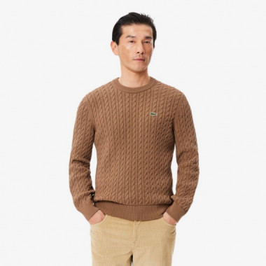 Jersey Cable Knit Cookie/vert  LACOSTE