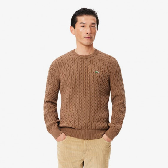 Jersey Cable Knit Cookie/vert  LACOSTE