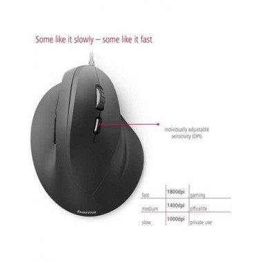 HAMA Raton Optico Con Cable EMC-500 Ergonomico 1000/1400/1800 Dpi 6 Botones Negro