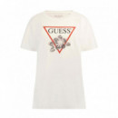 Guess Camiseta Flower Bling Easy Blanca W5YI38 I3Z14-G011