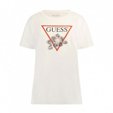 Guess Camiseta Flower Bling Easy Blanca W5YI38 I3Z14-G011