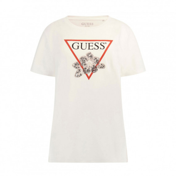 Guess Camiseta Flower Bling Easy Blanca W5YI38 I3Z14-G011