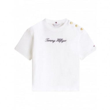 TOMMY HILFIGER - Gold Btn Script Mdrn Ss Tee - Ybl - F|WW0WW47819/YBL