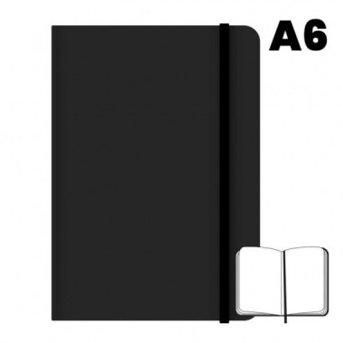 Libreta A6 Tapa Forrada 96 Hojas 75 Gramos Horizontal Negro