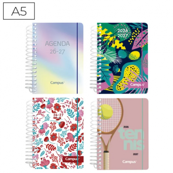 Agenda Escolar 2026-2027 Campus A5 Tapa Polipropileno Fantasía Día Página Surtida