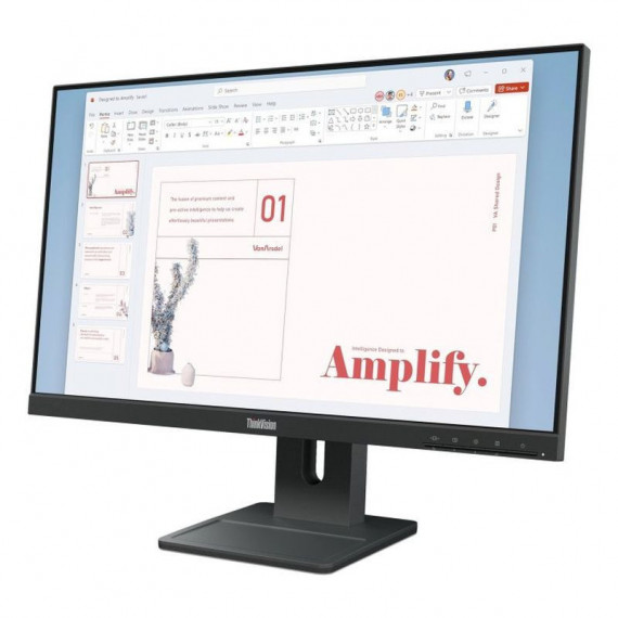 LENOVO Monitor Thinkvision 24 E24-40 Fhd  Negro Dp / HDMI / VGA / 6MS / 100HZ / Vesa / Regulable en Altura Pivotante con Altavo