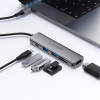 ACEFAST J18 Hub Usb-c 6-1 con 2X Usb-a, 1X Usb-c, Hdmi, Lector Sd/micro