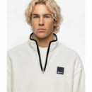 Klj Boxy Half-zip Fleece Egret  KARL LAGERFELD