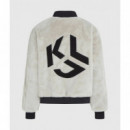 Klj Reversible Faux Fur Bomber Egret  KARL LAGERFELD