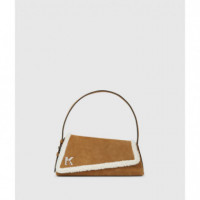 Klj Geo Suede Flap Shb Fur Brown  KARL LAGERFELD