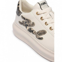 Kapri Embro Patch Python White Lthr  KARL LAGERFELD