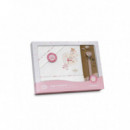 Triptico Cuna Amoroso Pétalos Flores Estampado + Broche INTERBABY