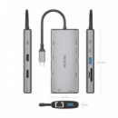 Docking Station Aisens 10 en 1 USB-C Gris (ASUC-10P050-GR)
