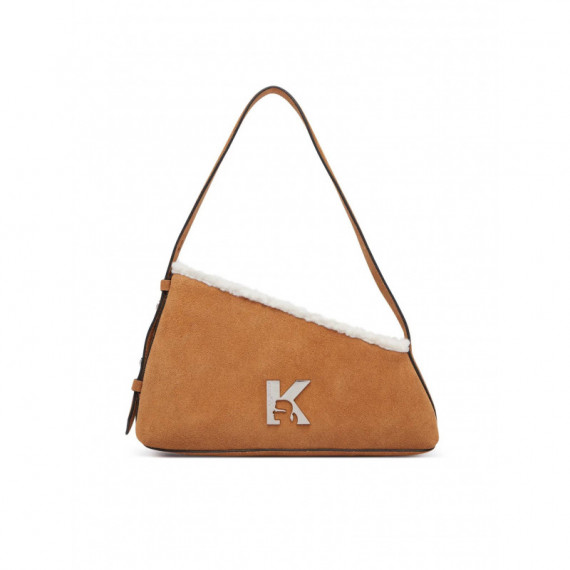 KLJ GEO SUEDE SHOULDER BAG FUR BROWN