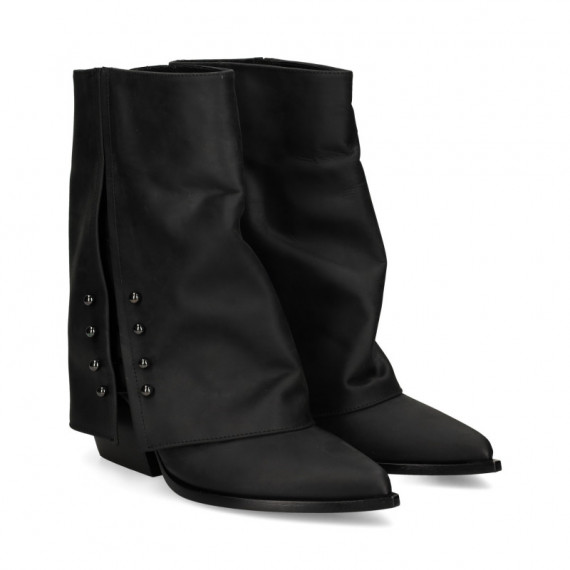 BOTIN PIRCING LADOS PIEL ENGRASADA NEGRO