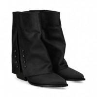 BOTIN PIRCING LADOS PIEL ENGRASADA NEGRO