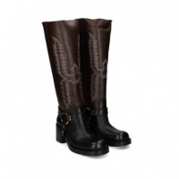 BOTA COWBOY PIEL MOKA/NEGRO