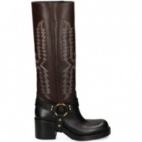 BOTA COWBOY PIEL MOKA/NEGRO