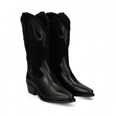 BOTA COWBOY SERRAJE/PIEL NEGRO